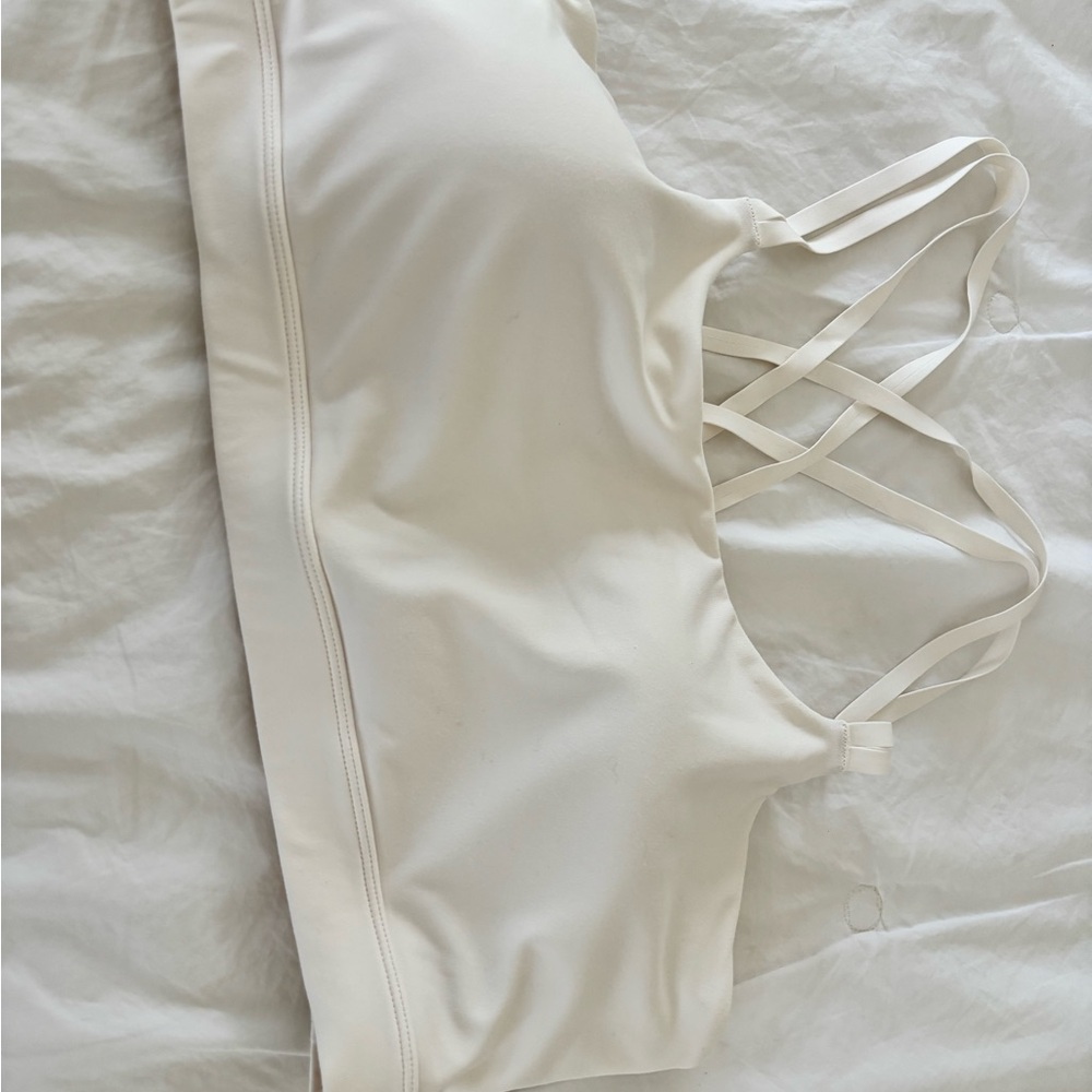 H&M Cream Sports Bra with Crisscross Straps